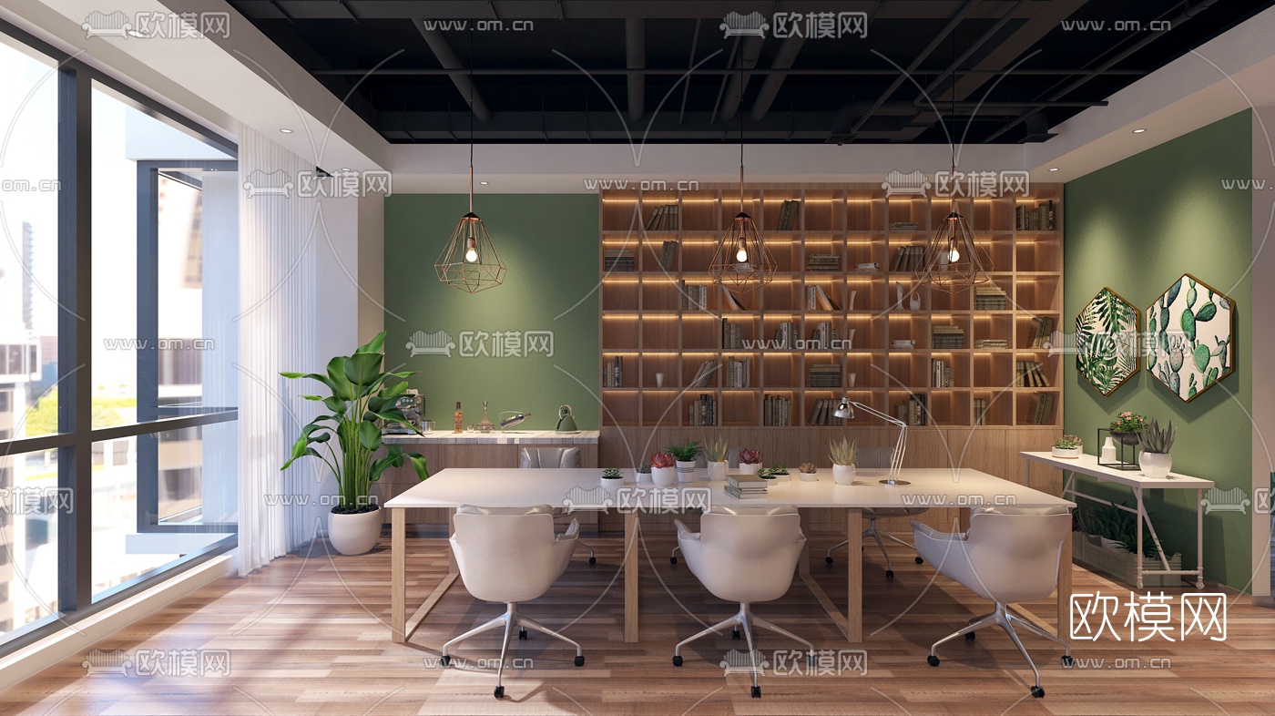 现代敞开式办公室免费3d模型下载_ID10051581_3dmax免费模型-欧模网