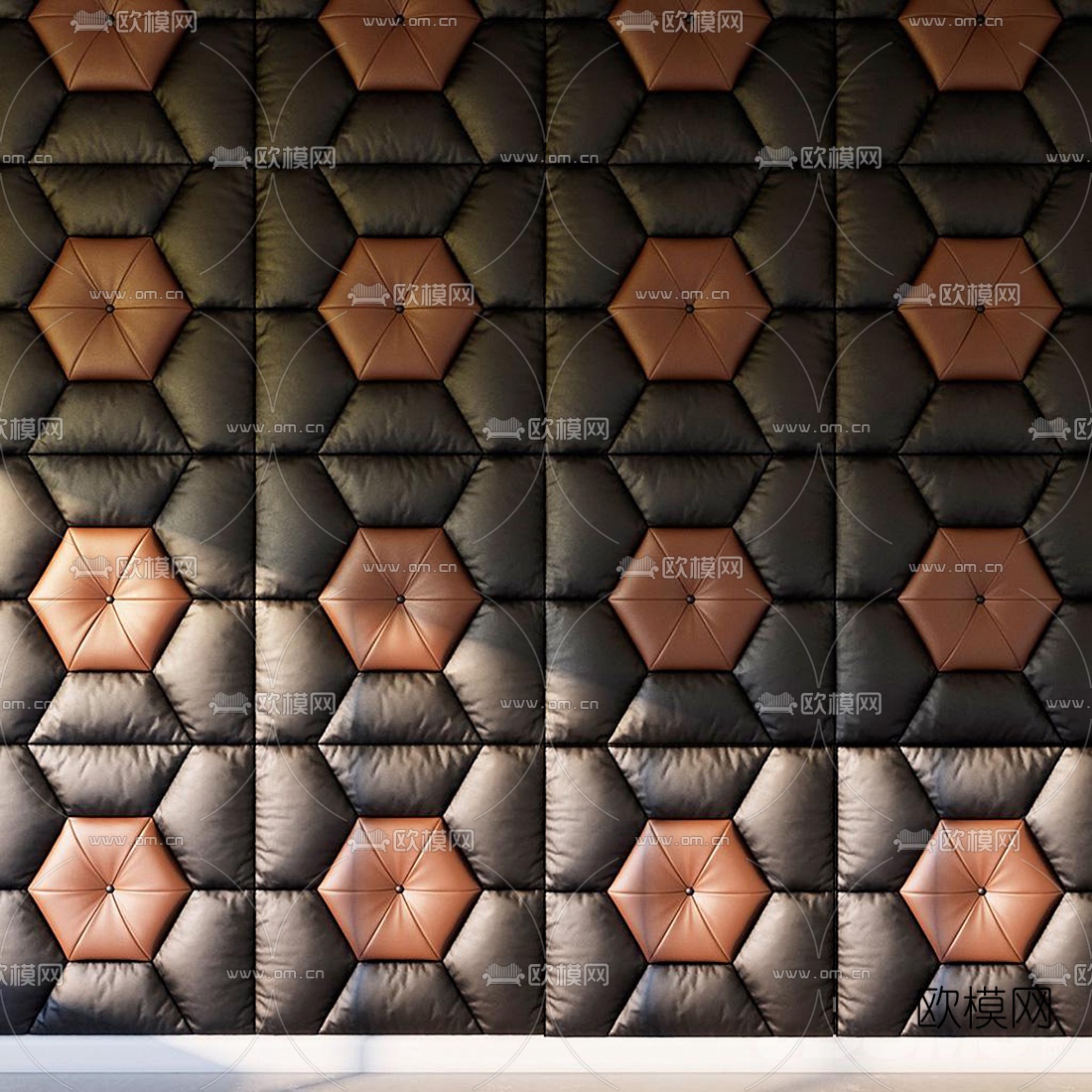 现代皮革墙面软包3d模型下载