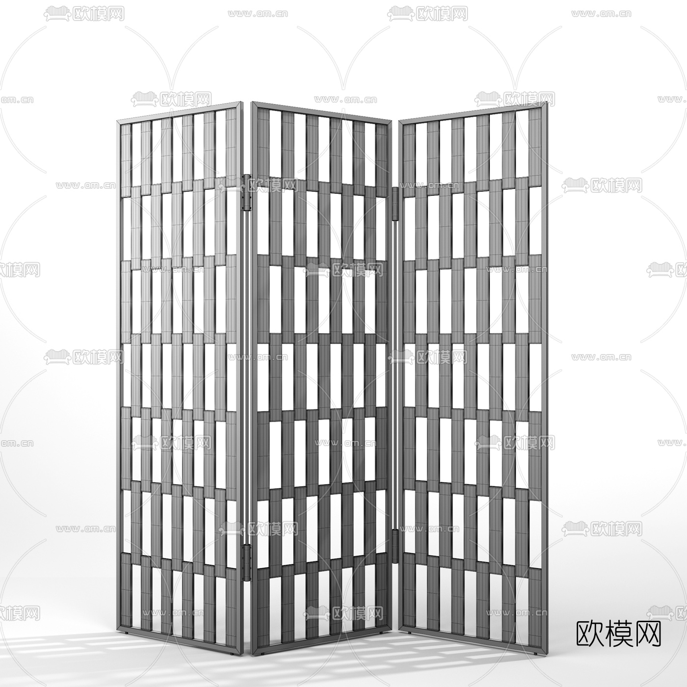 意大利PORADA品牌 现代原木镂空矩阵屏风隔断3d模型下载（渲染图2）