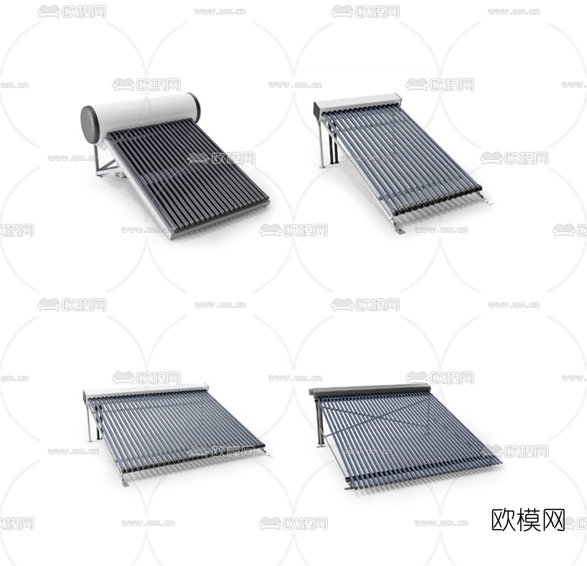 现代太阳能热水器组合3D模型