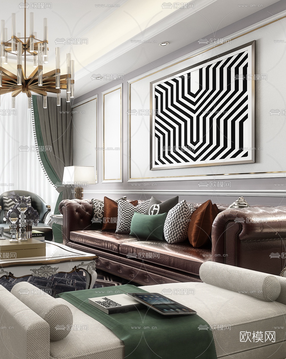 新古典客厅3d模型下载（渲染图4）