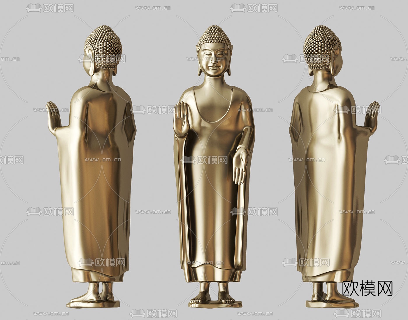 新中式金属佛像雕塑3d模型下载