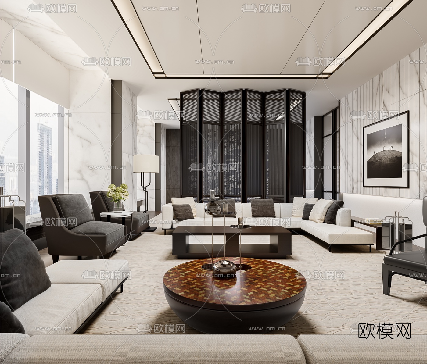 SCDA设计 现代客厅3d模型