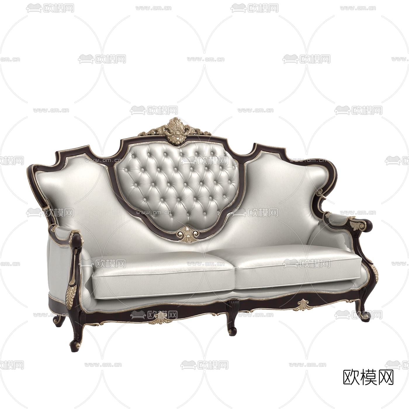 欧式皮革双人沙发3D模型下载