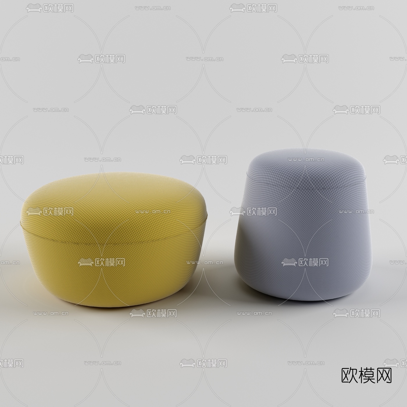 现代布丁造型沙发凳3d模型下载（渲染图1）