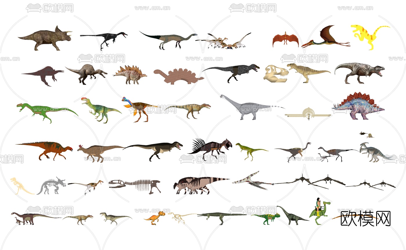 现代恐龙组合su模型下载