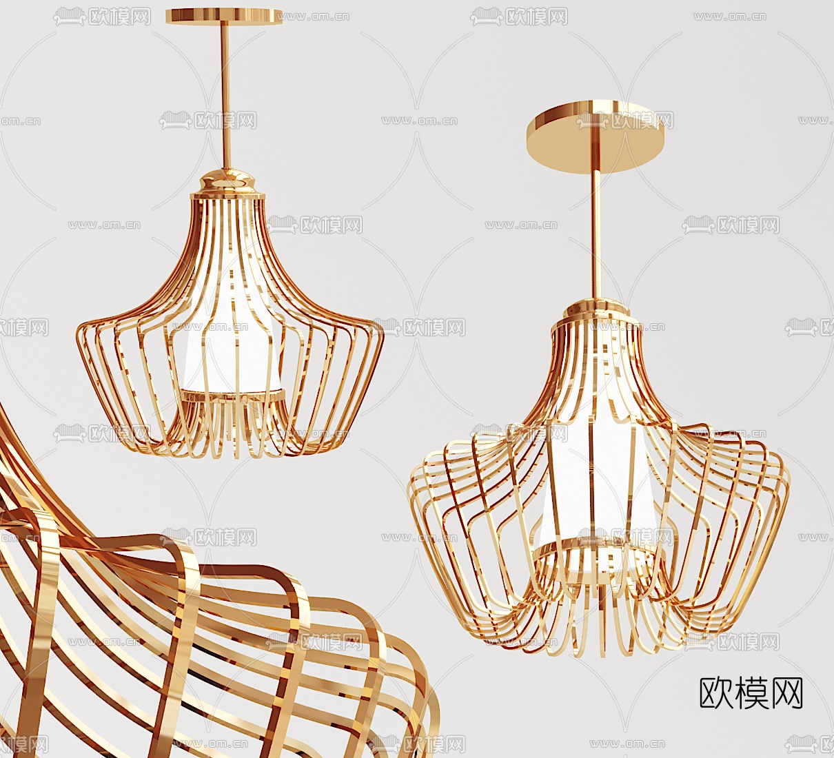 东南亚金属吊灯3d模型下载