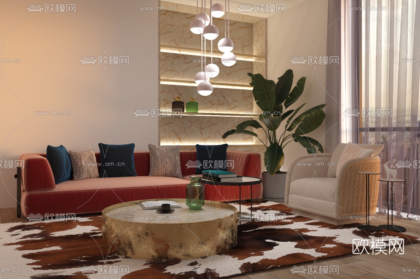 Mykola Mondych设计 现代布艺沙发组合3d模型