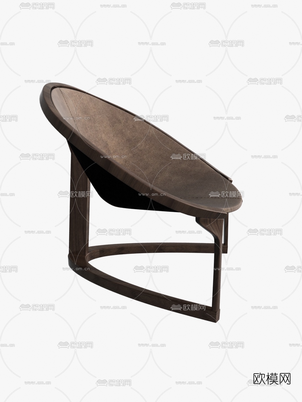 意大利Riva1920品牌 现代原木皮革圆形休闲椅3d模型