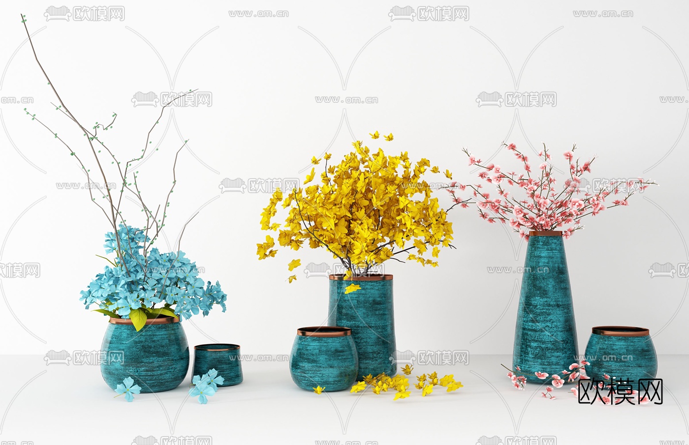 现代花瓶花卉3d模型