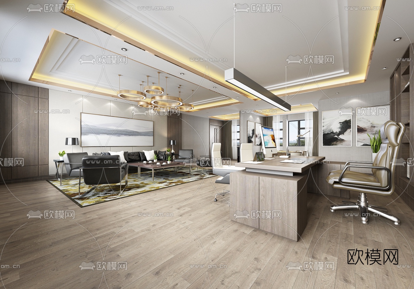 现代总经理董事长办公室3D模型下载_ID10274266_3dmax免费模型-欧模网