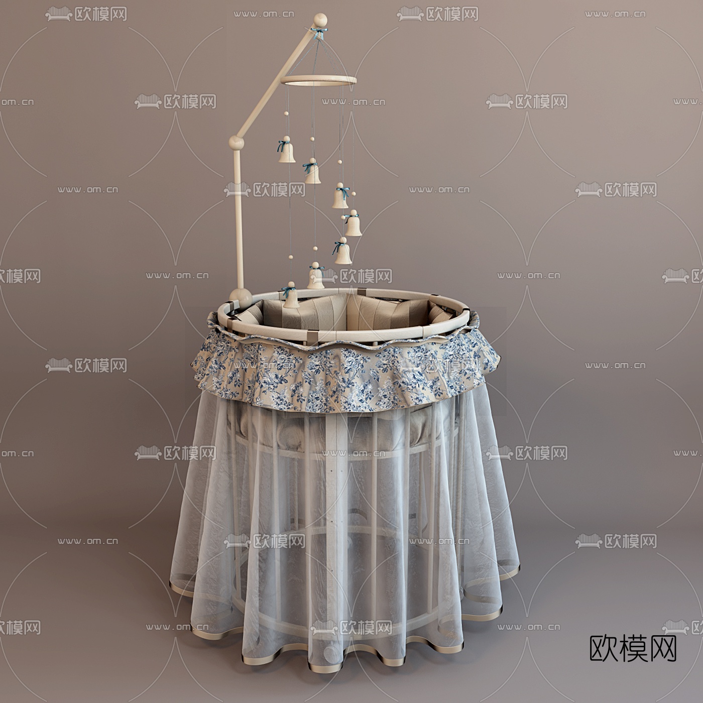 现代婴儿床3D模型下载（渲染图2）