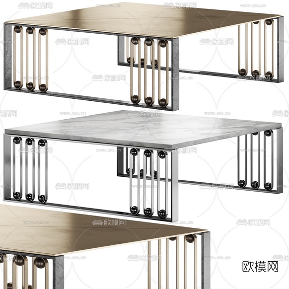 现代轻奢方形茶几3d模型下载(渲染图1)