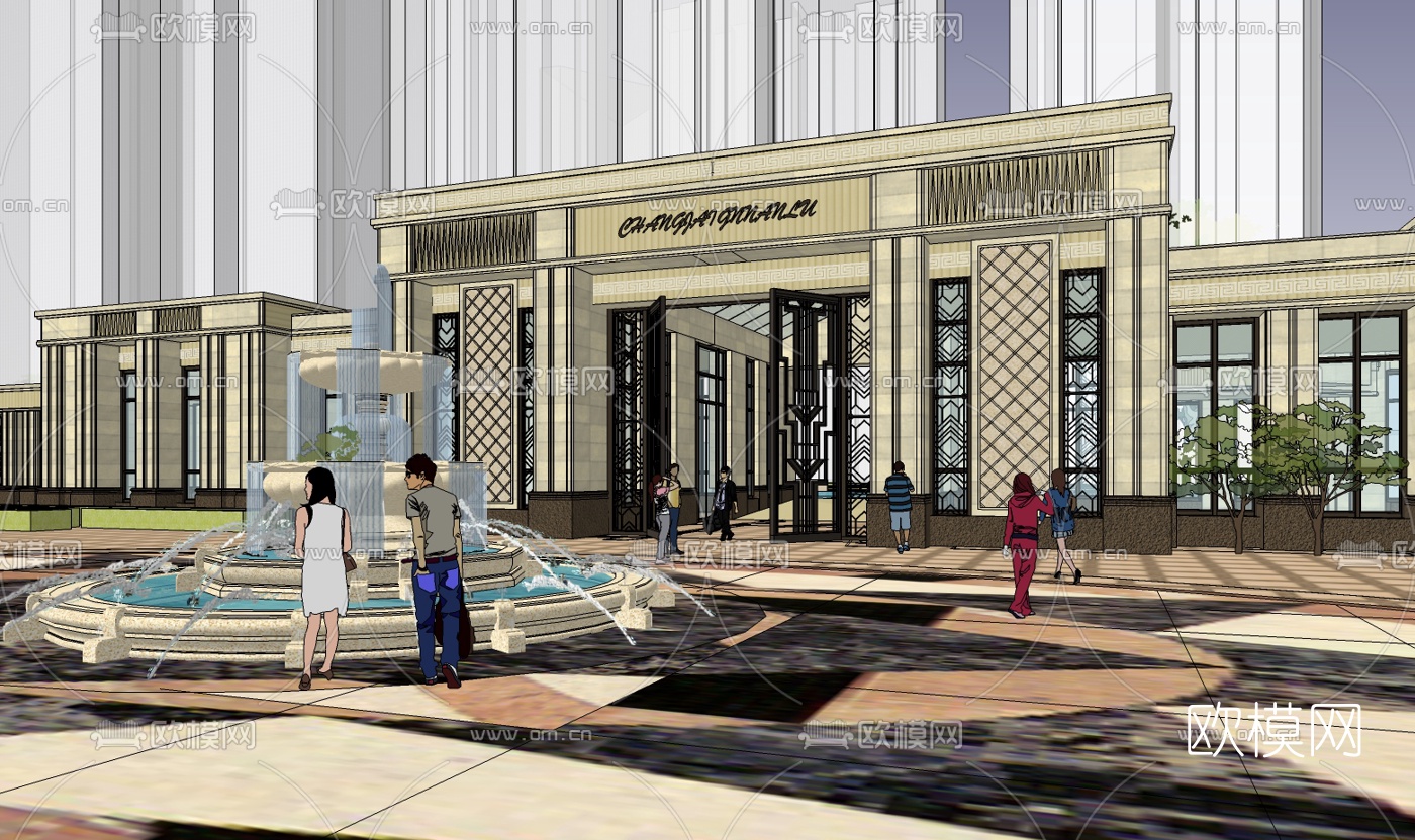 新古典售楼处su模型下载（渲染图5）