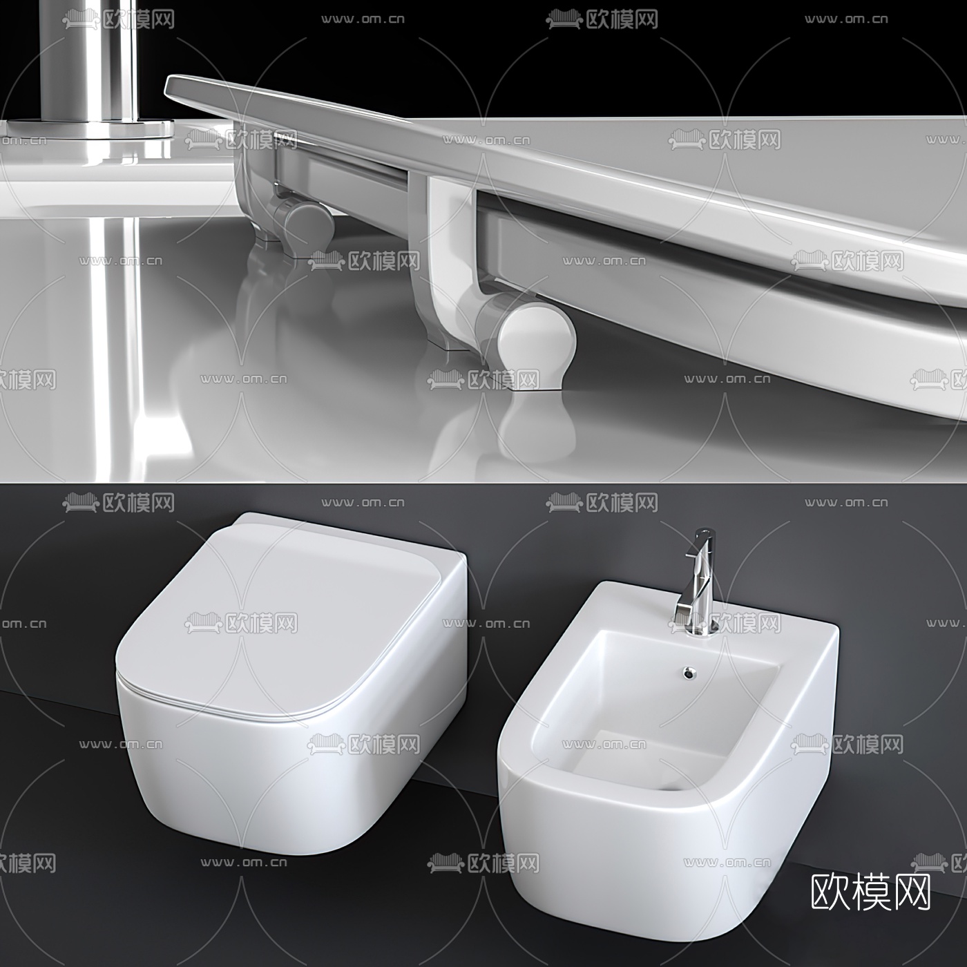 现代马桶坐便器3d模型