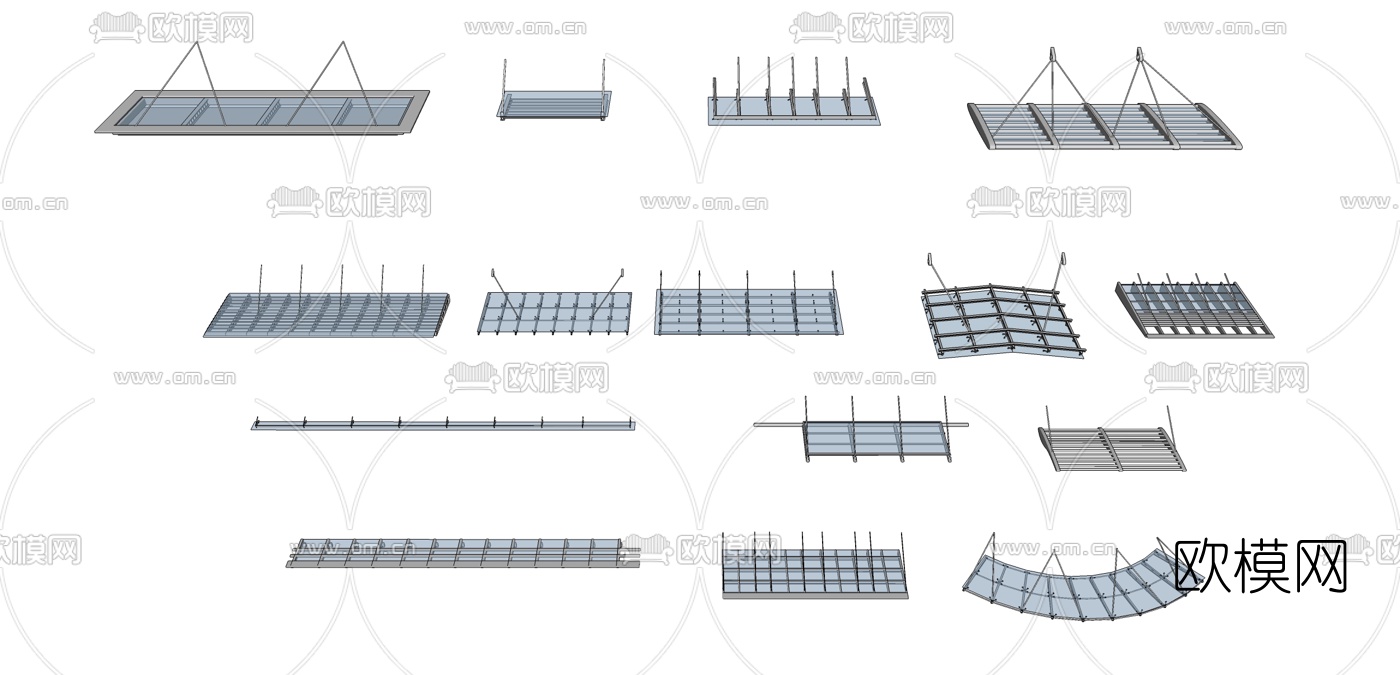 现代玻璃钢架遮雨棚su模型下载