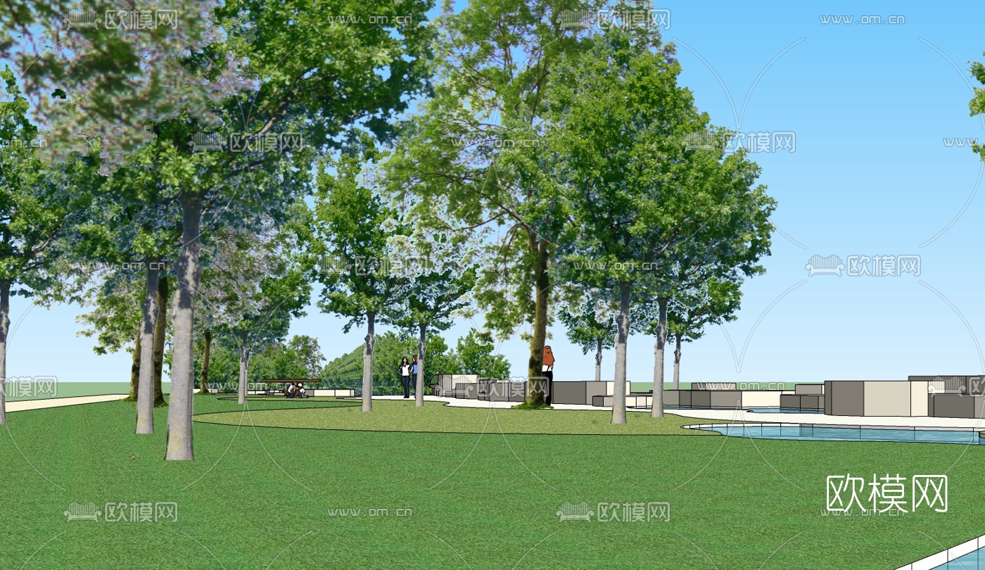 现代公园景观免费su模型下载（渲染图2）