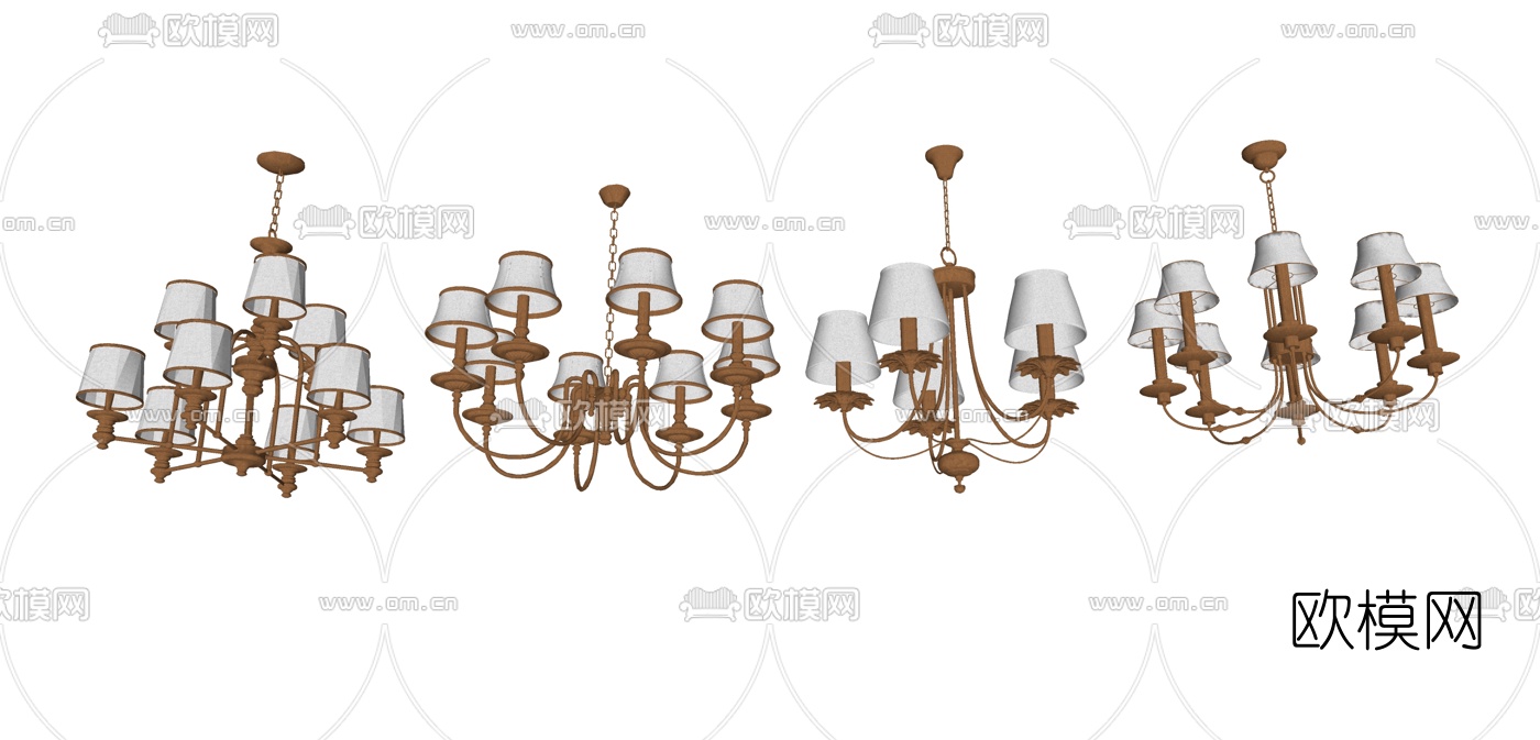 美式吊灯组合su模型下载（渲染图1）
