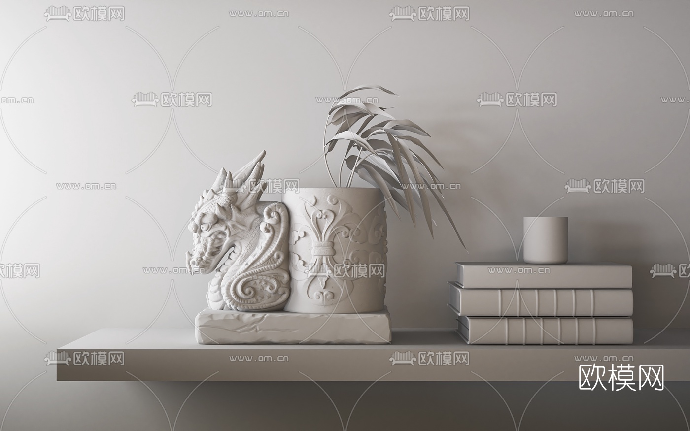 欧式古典龙雕刻花瓶饰品摆件3d模型