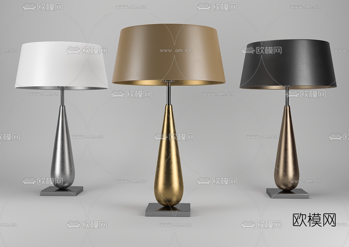 现代轻奢金属水滴台灯3d模型下载
