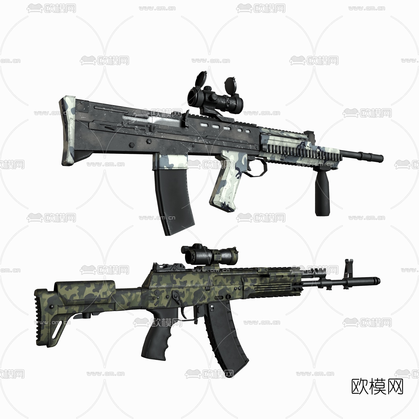 现代自动突击步枪3d模型下载（渲染图2）