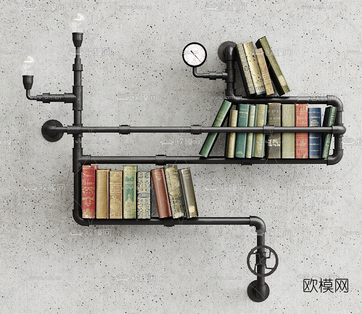 工业风金属水管壁灯3d模型下载