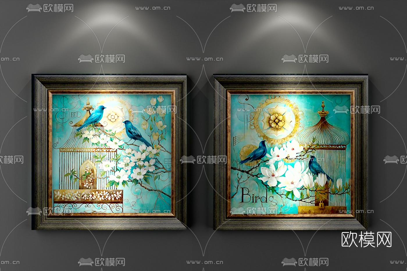 美式挂画装饰画3D模型下载