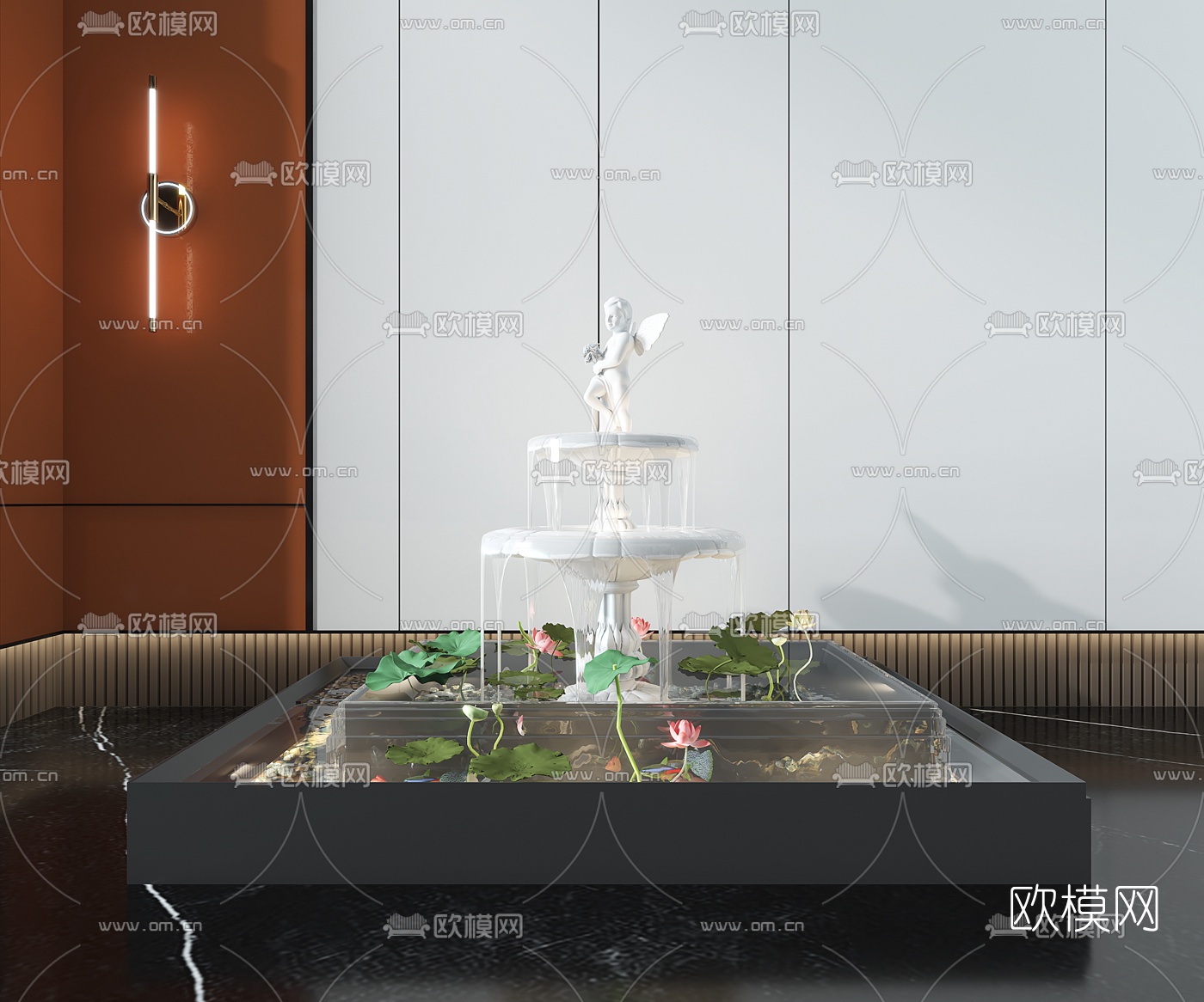 现代喷泉水池小品3d模型