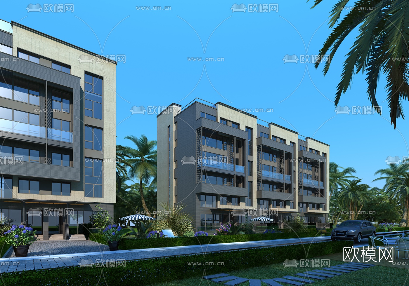 现代住宅建筑外观3D模型
