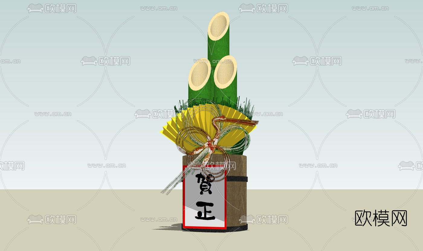 日式竹筒摆件免费su模型下载
