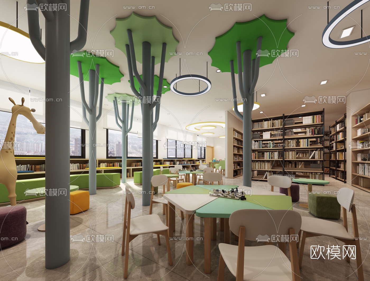 现代小学图书馆3d模型