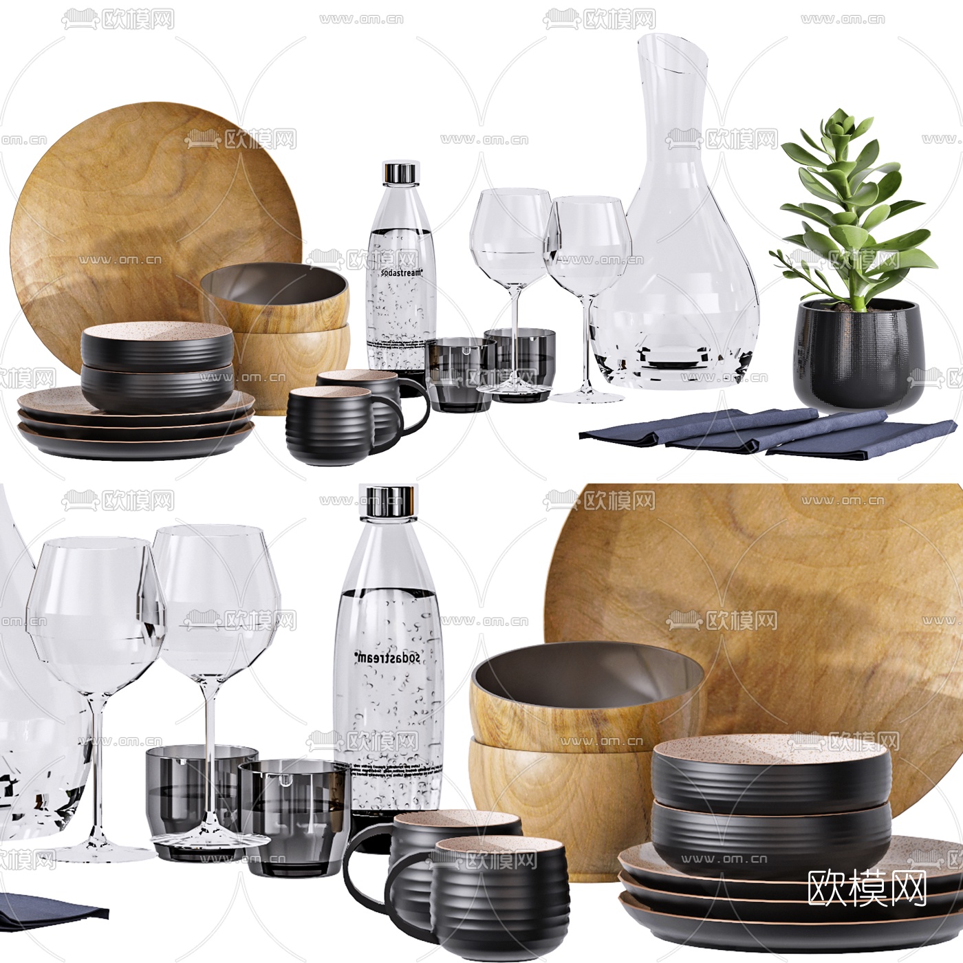 北欧厨房碗碟餐具3d模型下载