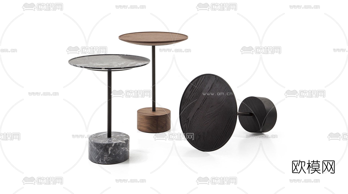 现代圆几边几组合3d模型下载