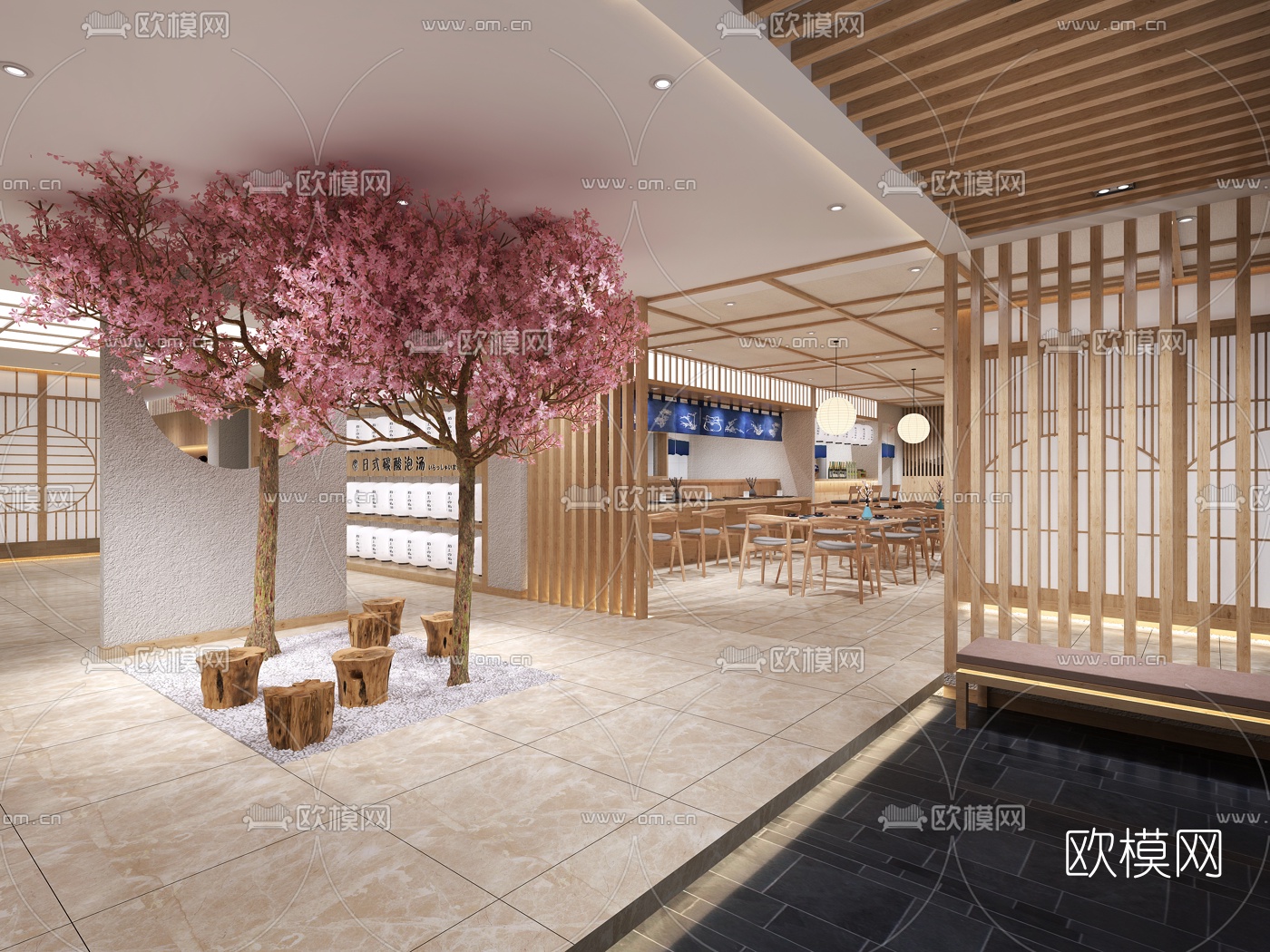 日式主题餐厅3d模型