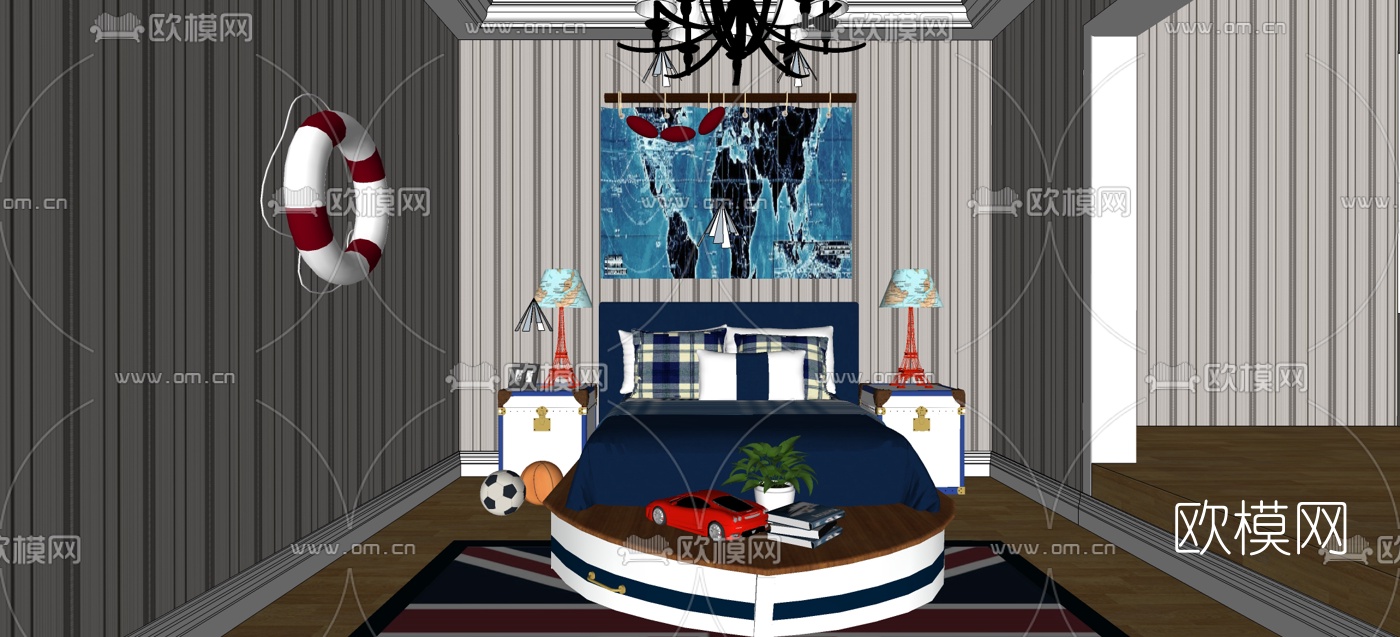 地中海儿童房su模型下载（渲染图2）