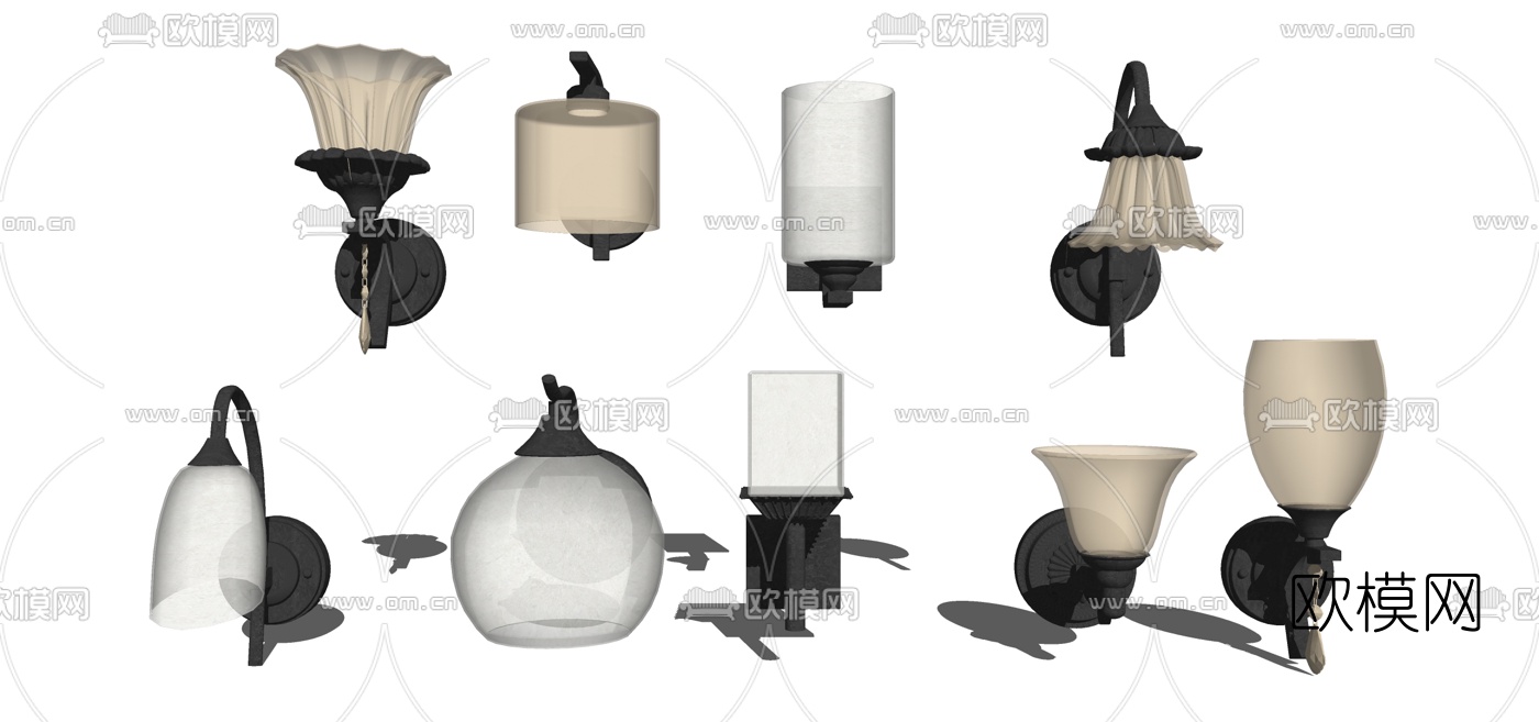 欧式壁灯组合su模型下载