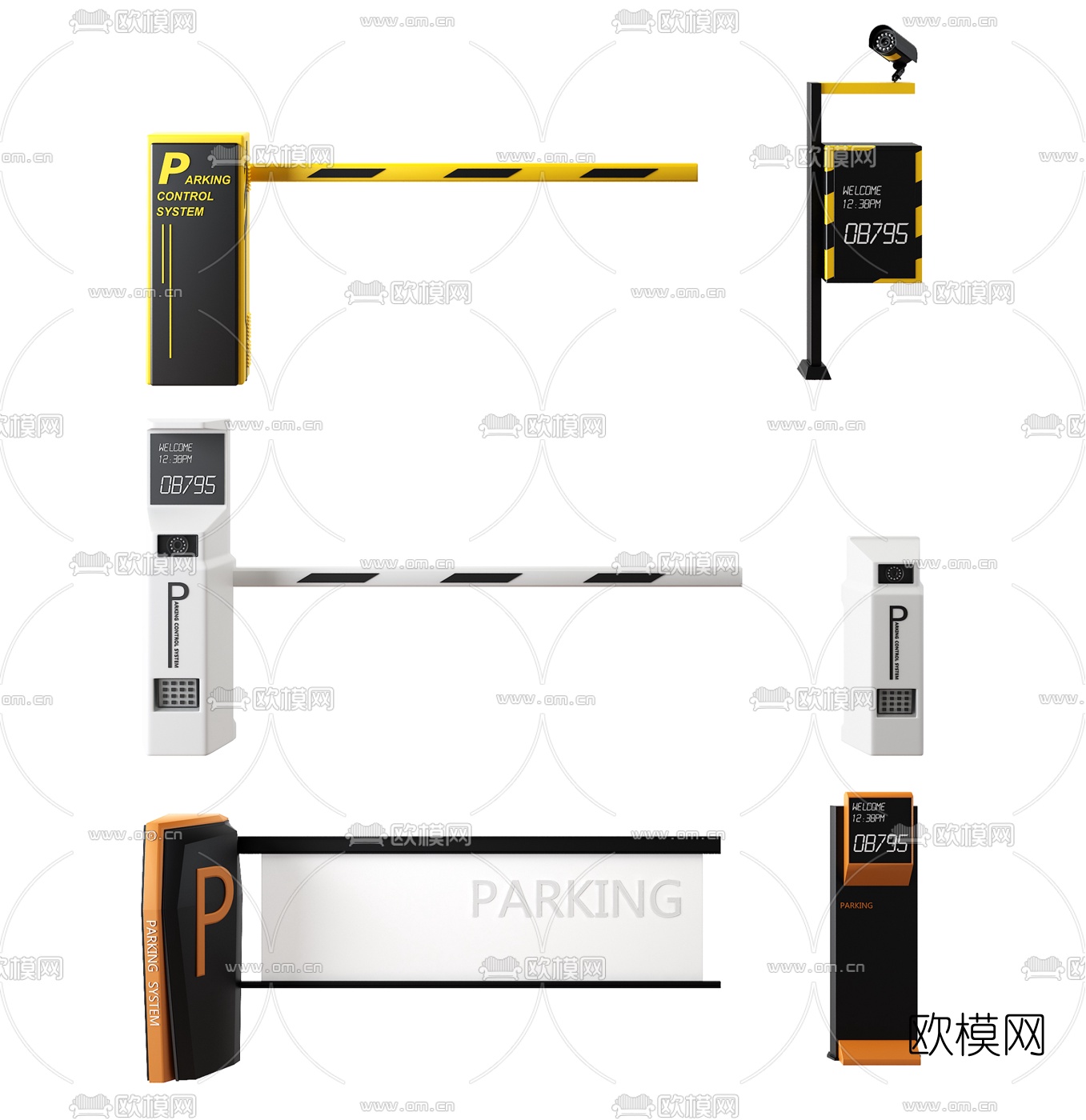 现代停车场栏杆道闸门3d模型下载
