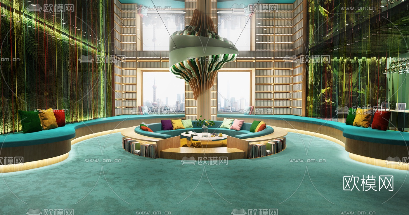 现代办公休息区3d模型