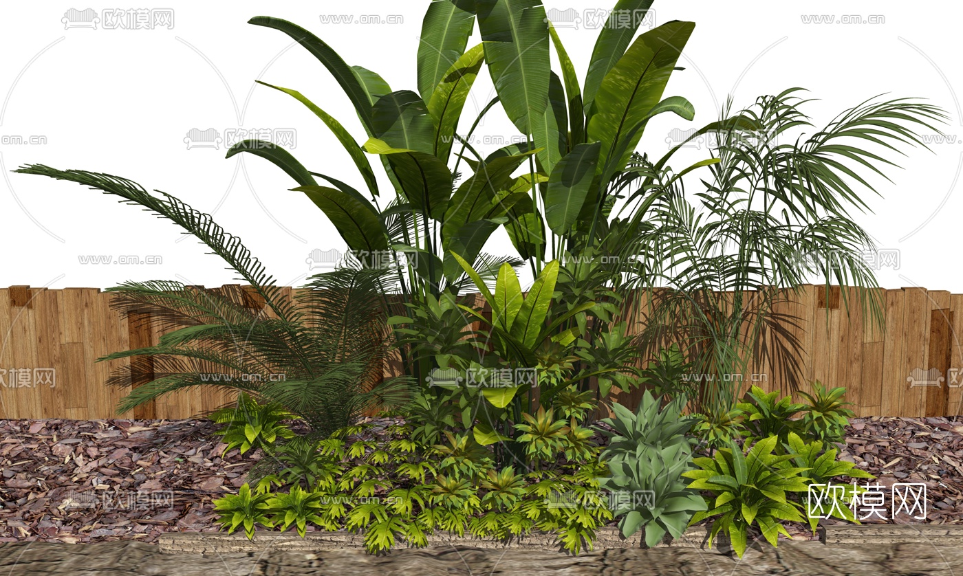 现代户外灌木植物组合su模型下载