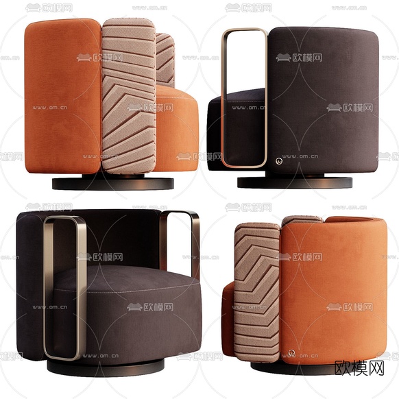 Fendi 现代布艺单人沙发3d模型下载(渲染图1)