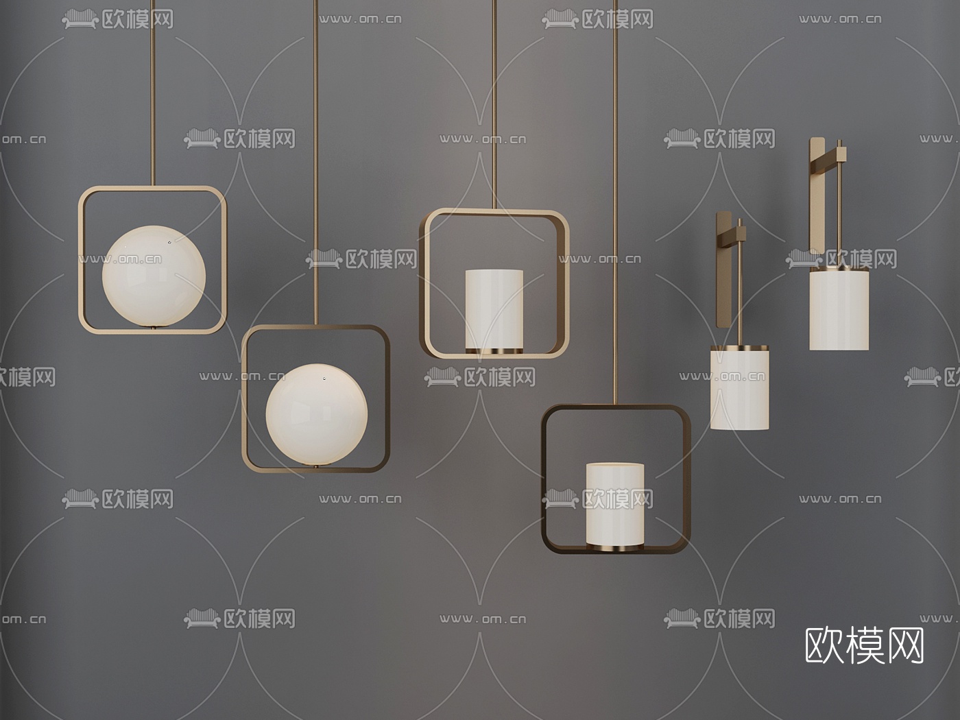 现代金属吊灯壁灯3d模型