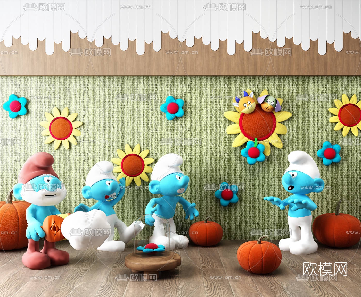 现代蓝精灵公仔手办玩具3D模型下载