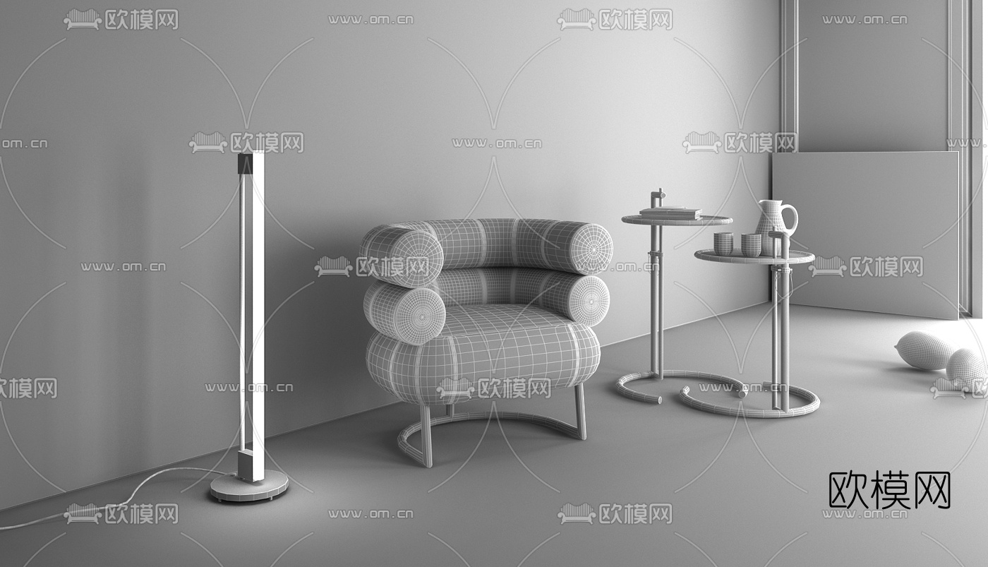 德国ClassiCon品牌 现代皮革沙发椅3d模型下载（渲染图2）