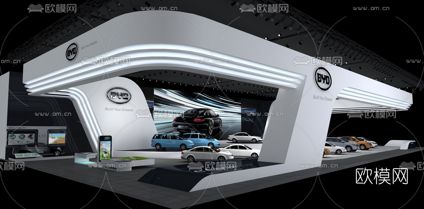 现代比亚迪汽车展台展厅3d模型I