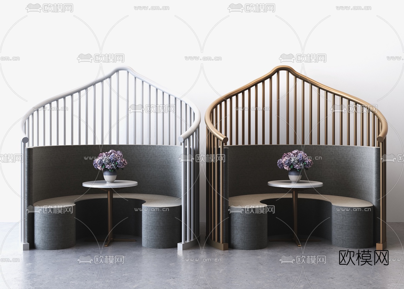 现代弧形卡座沙发3d模型下载