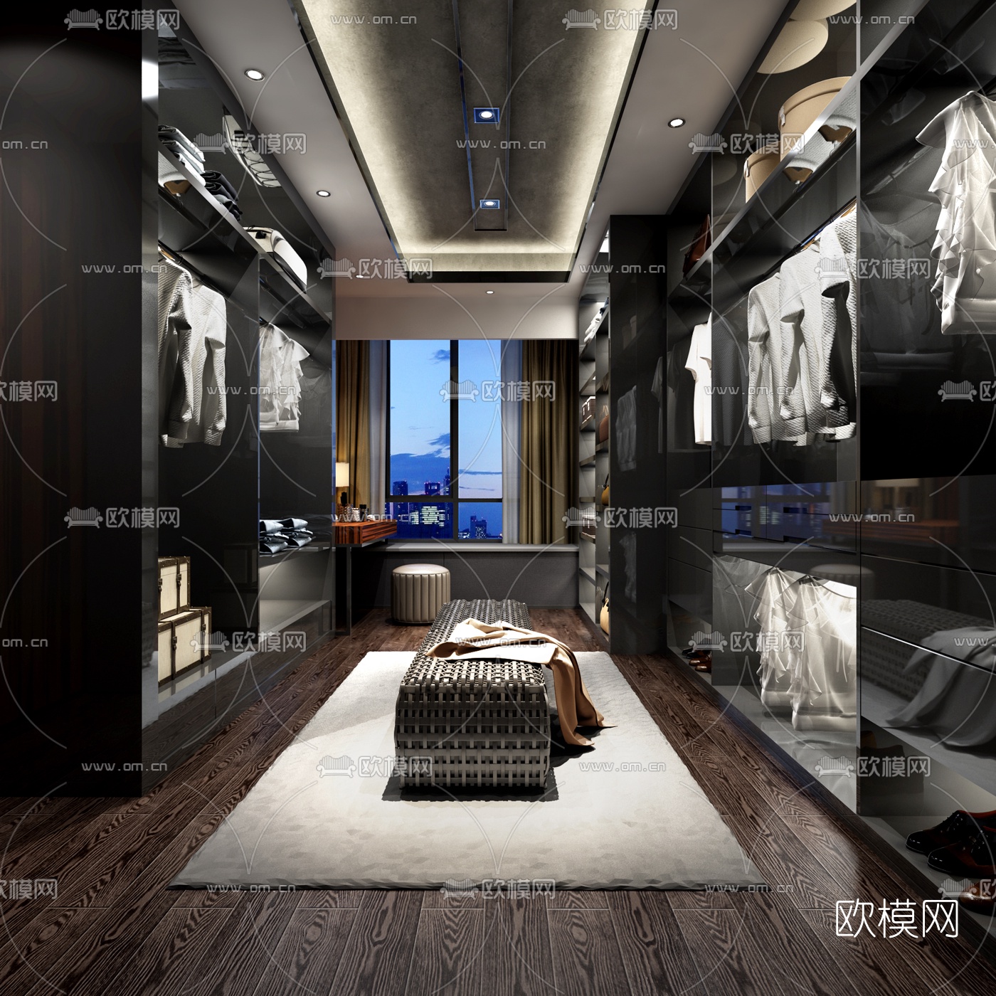 后现代主卧衣帽间3d模型下载