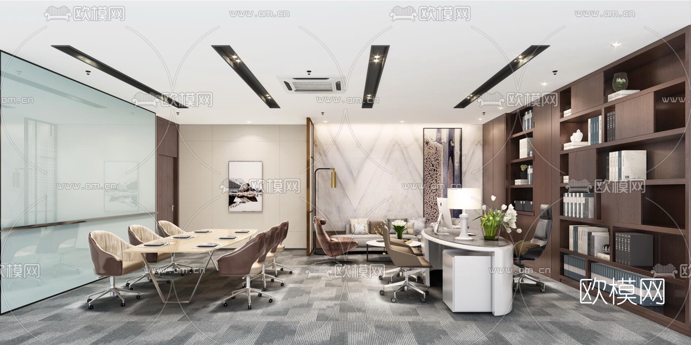 现代总经理办公室3d模型