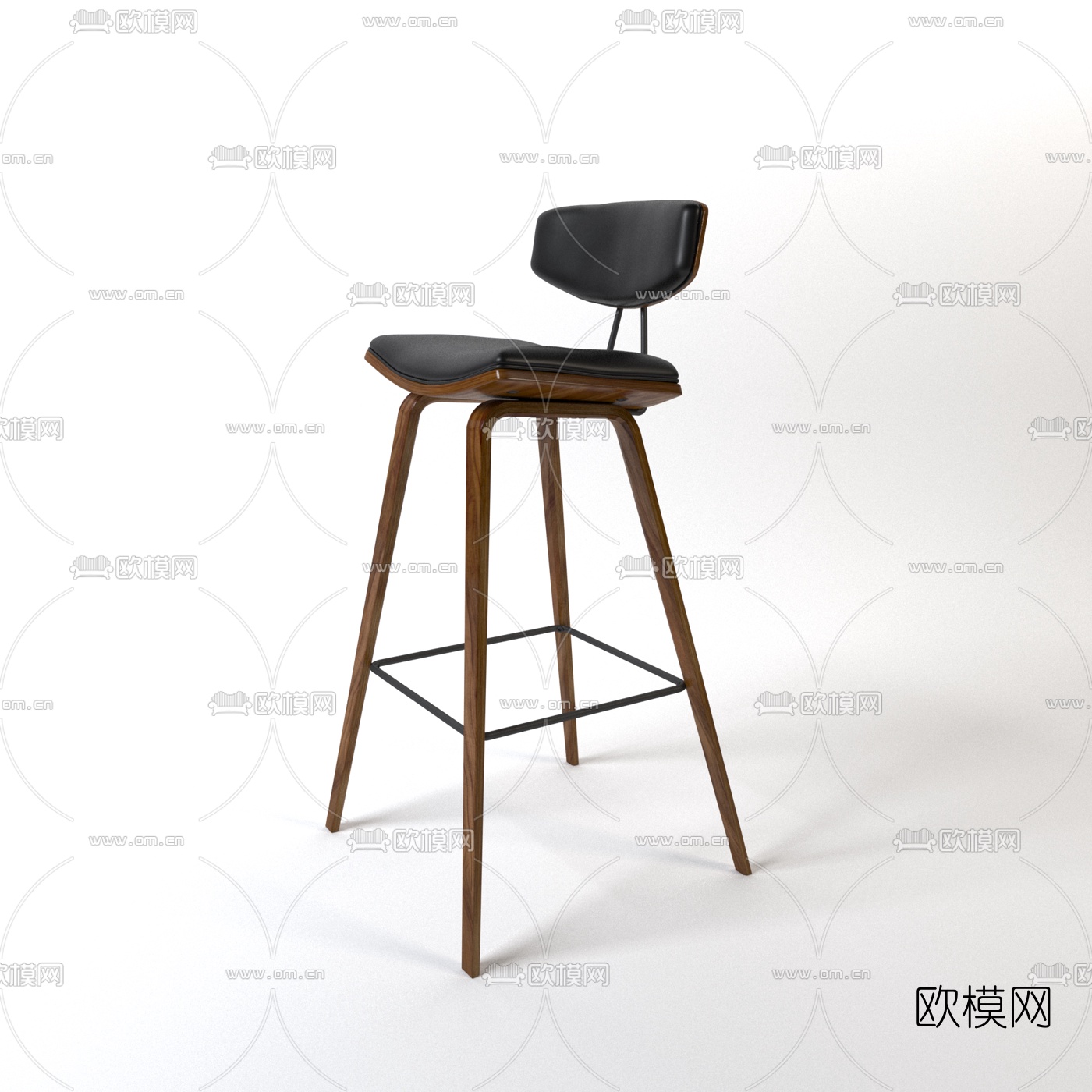 现代实木吧台椅3d模型