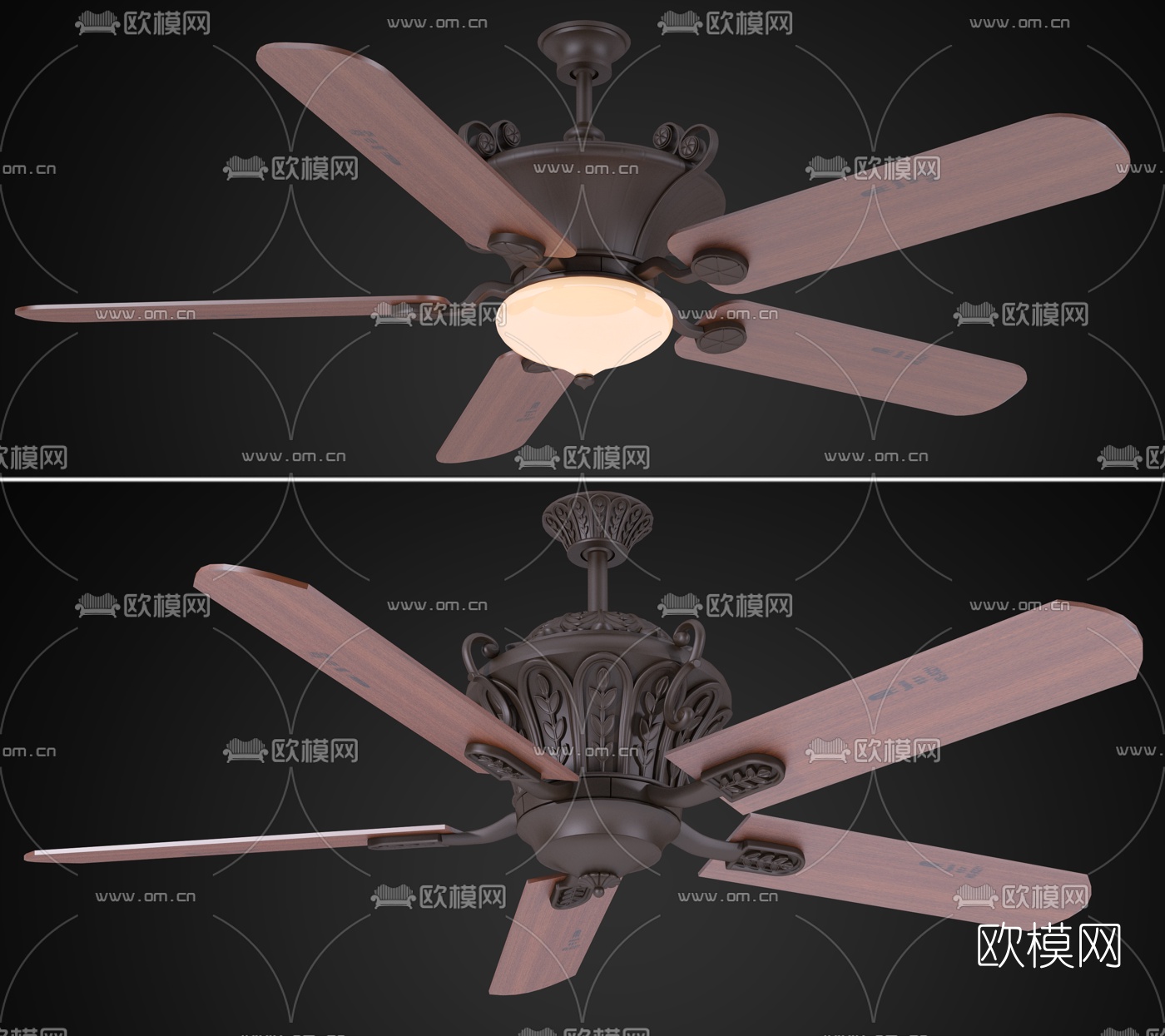 欧式吊扇灯风风扇灯3d模型