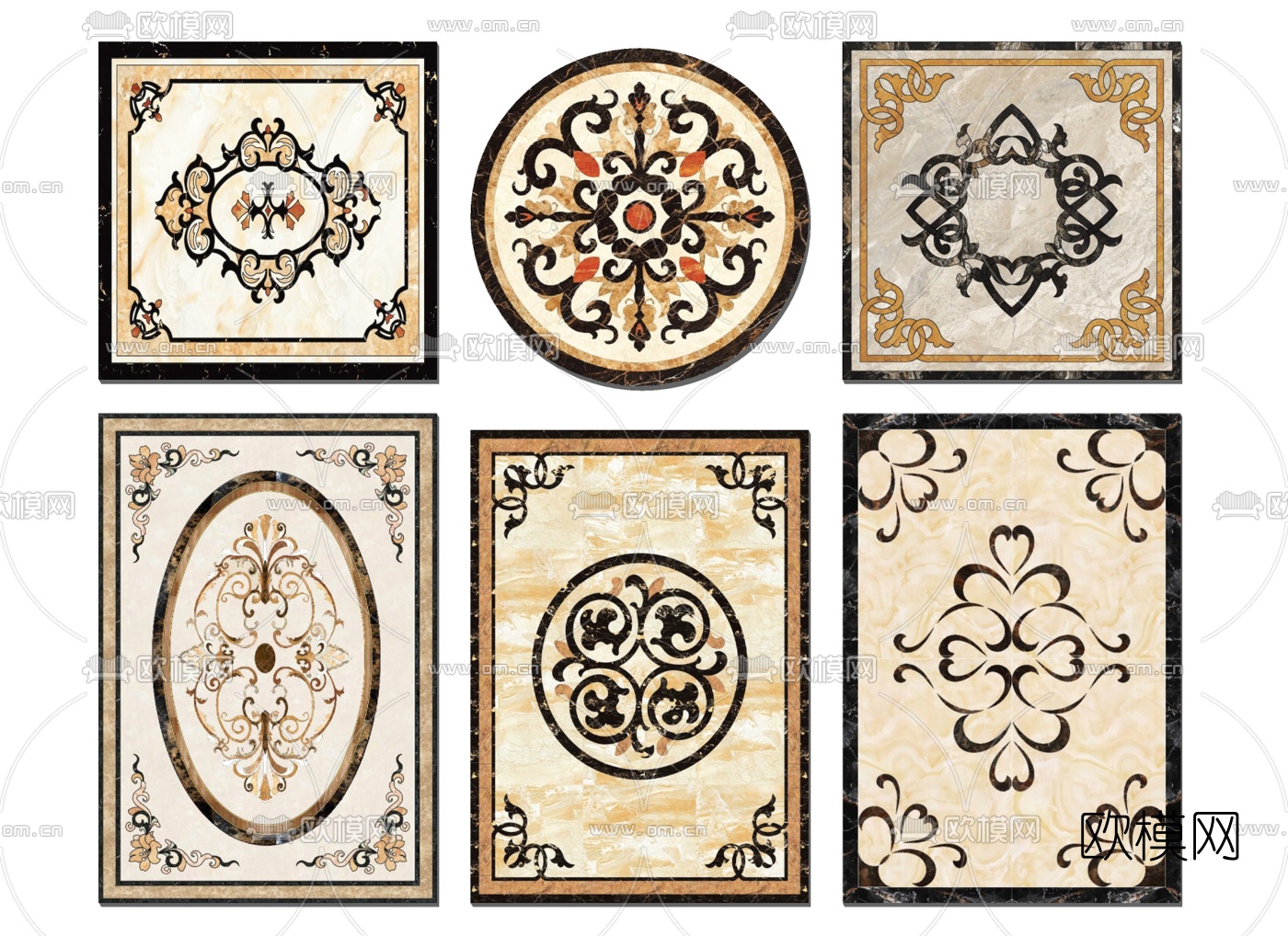 欧式拼花瓷砖su模型下载